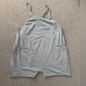 Tan Sleeveless Romper with Pockets